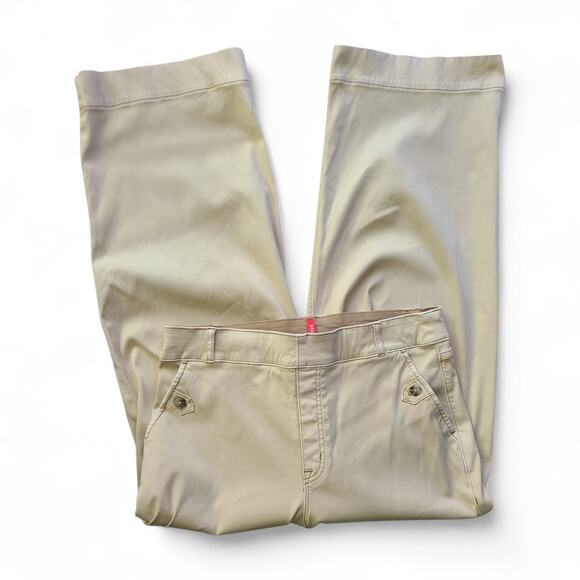 Spanx Cream Wide Leg Chino Pants XL Pull-On Stretch Front & Back Pockets - Picture 3 of 8